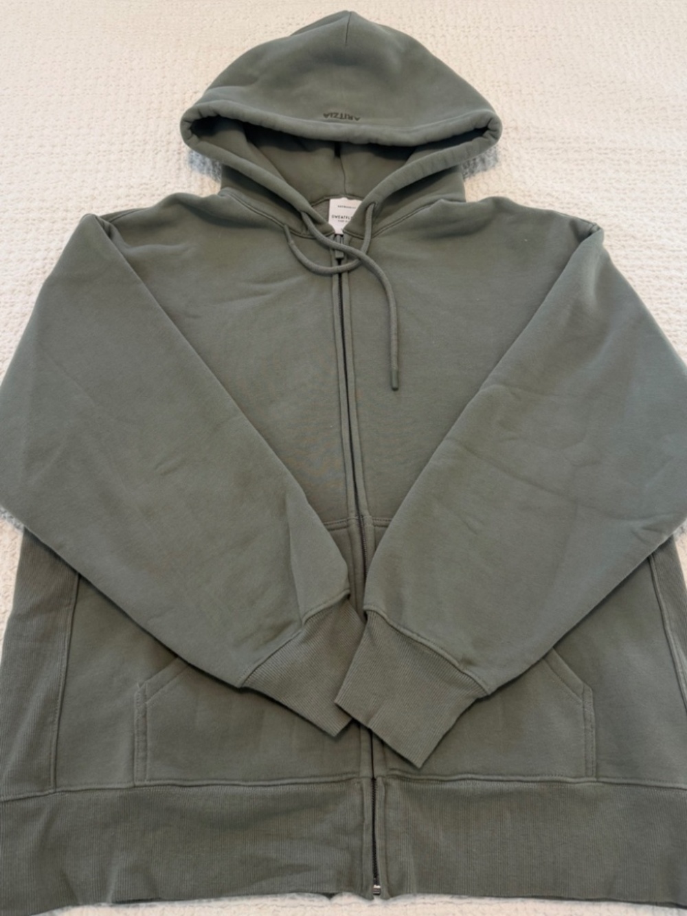 Aritzia TNA Sweatfleece Cozy Fleece Boyfriend Full Zip Hoodie – Sage Green –